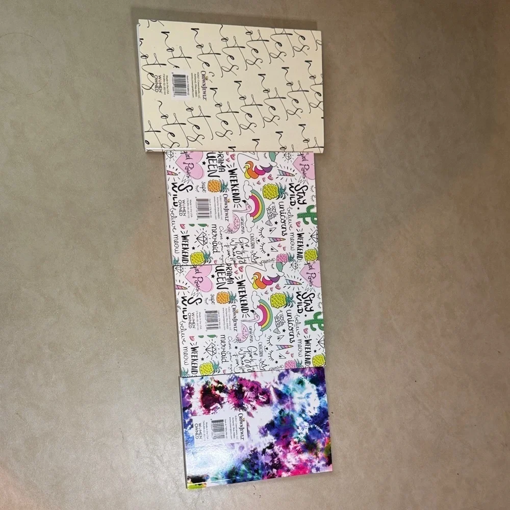 CrownJewlz Colorful Notebooks Set of 4 with Fun Designs